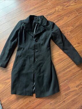 Black Women's Tailored Button-Front Coat